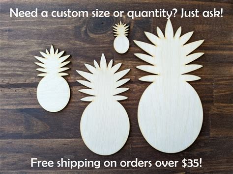 Pineapple Laser Cut Wood Shape 1 2 3 4 Inch Unfinished Wooden Cutout