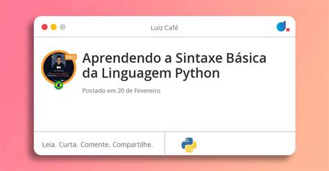 Aprendendo A Sintaxe B Sica Da Linguagem Python