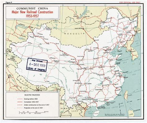 Large detailed major new railroad construction map of Communist China ...