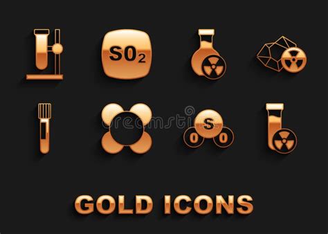 Set Molecule Radioactive Test Tube With Toxic Liquid Sulfur Dioxide