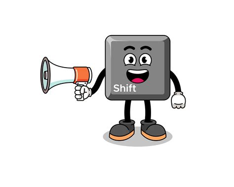 keyboard shift key cartoon illustration holding megaphone