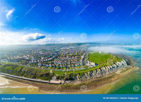 Aerial View Of The English Coast In Folkestone Kent Stock Image