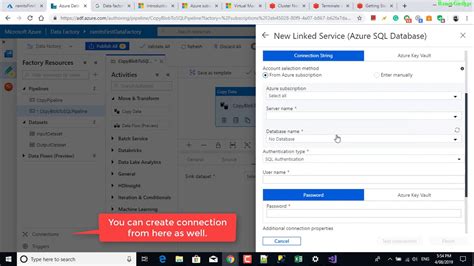 How To Create New Linked Service To Azure Sql Database Youtube
