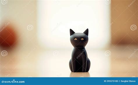 A Black Cat Figurine Sitting On A Table Ai Stock Illustration