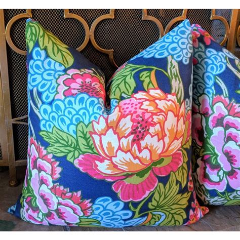 Thibaut Honshu Chinoiserie Style Floral Pillows - a Pair | Chairish