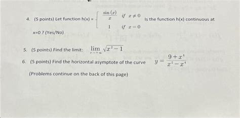 Solved 5 Points Let Function H X −[xsin X 1 If X 0 If