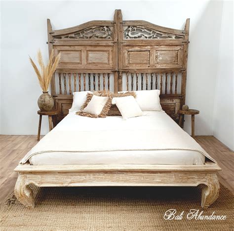 Opium Minimalistic Hand Carved Teak Bed In Whitewash Bali Abundance