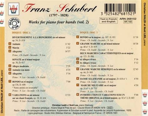 Schubert Vol Uvres Pour Piano Mains Arion Music