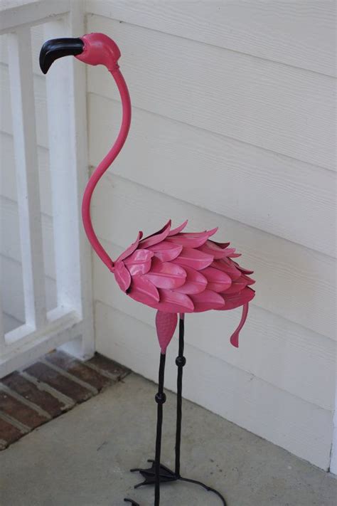 Metal Pink Flamingo Lawn Ornament Garden Decor Free Etsy Pink Flamingos Lawn Ornaments Pink