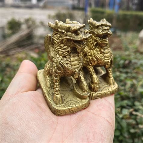 Pair Wealth QILIN Statue Feng Shui Decor Kirin Copper Kylin Bronze