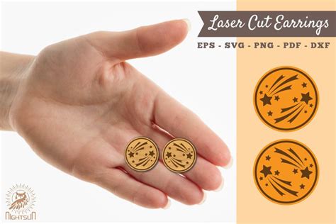 Shooting Star Laser Cut Earrings SVG