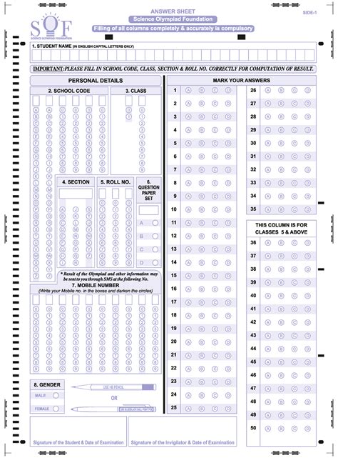 Sof Omr Sheet Maths Class Studocu