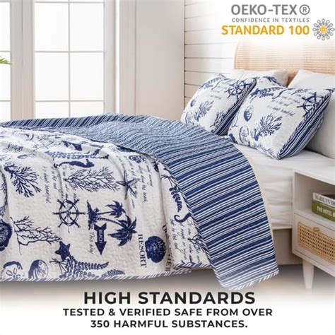 Full Queen Coastal Quilt Bedding Set Summer Coastal Quilt With Shams