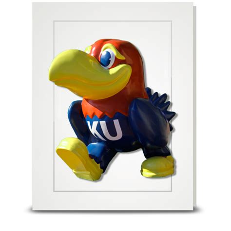 KU Jayhawk Union Entrance statue turning - folded card - Mascot Proud