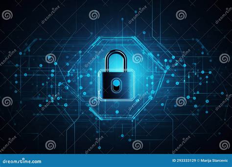 Cyber Security Concept Lock Symbol From Lines And Triangles Point