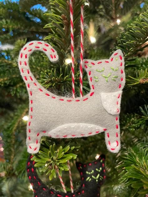 Handmade Felt Cat Christmas Ornament Etsy