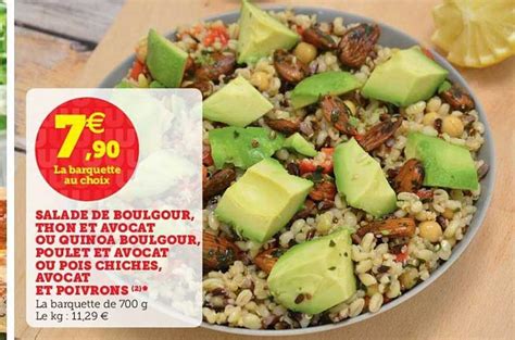 Promo Salade De Boulgour Thon Et Avocat Ou Quinoa Boulgour Poulet Et