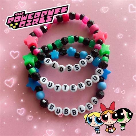 Powerpuff Girls Kandi Beaded Bracelets Mall Goth Scene Kid 2000s 90s