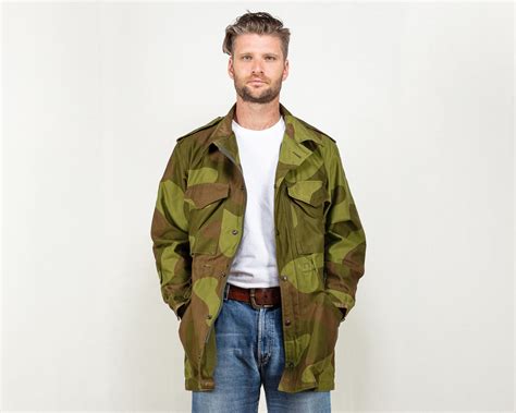 Norwegian Camo Jacket Nato Camouflage Military Surplus Vintage S