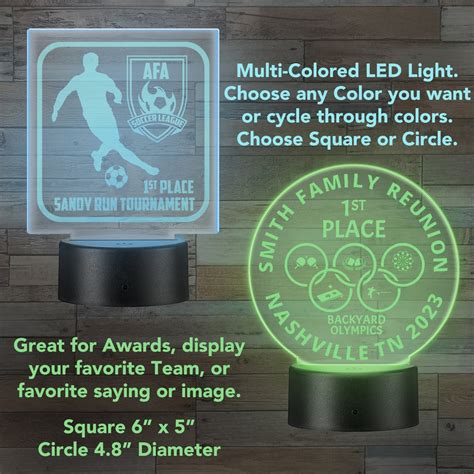 Trophy And Award Custom Laser Engraved Led Light Sign Night Light