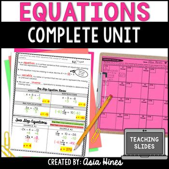 Solving Two Step Equations Guided Notes Practice And Activities Th Grade