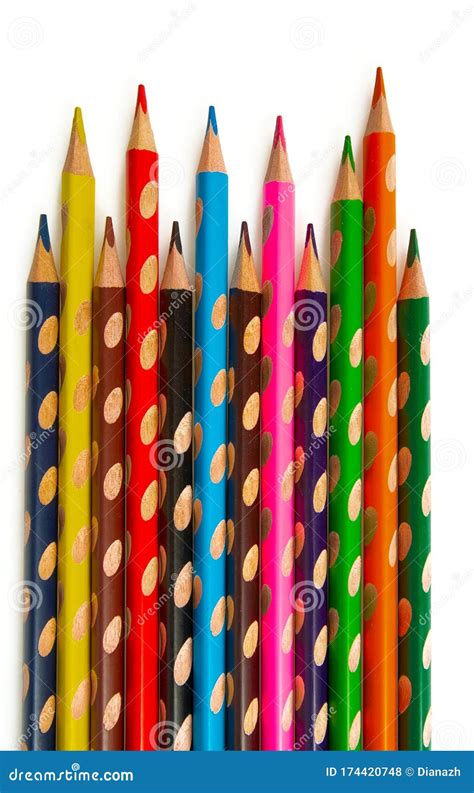 Cute Color Pencils Isolated On White Stock Photo Image Of Blue