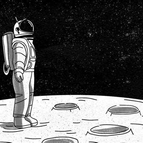 Astronaut On The Moon Drawing