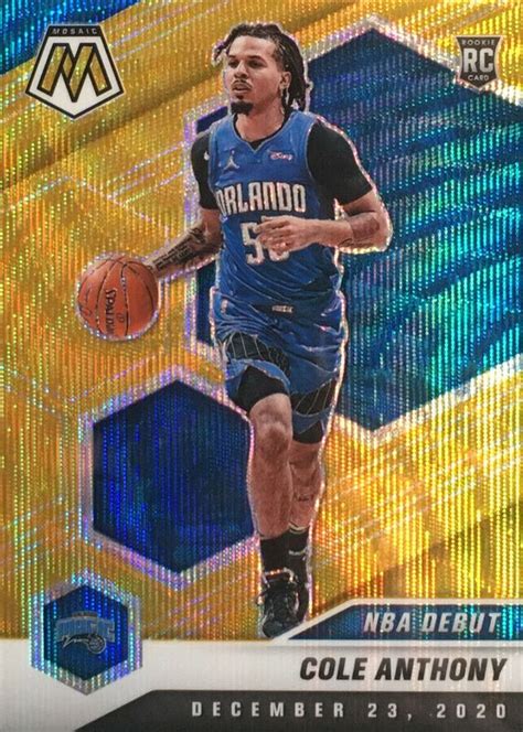 Cole Anthony 2020 Mosaic 268 NBA Debut Gold Wave PSA 10 Price Guide