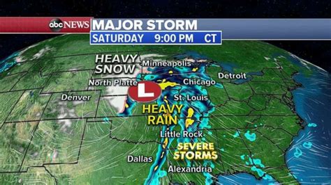 Major Storm Moving East With Heavy Snow Severe Thunderstorms Abc News