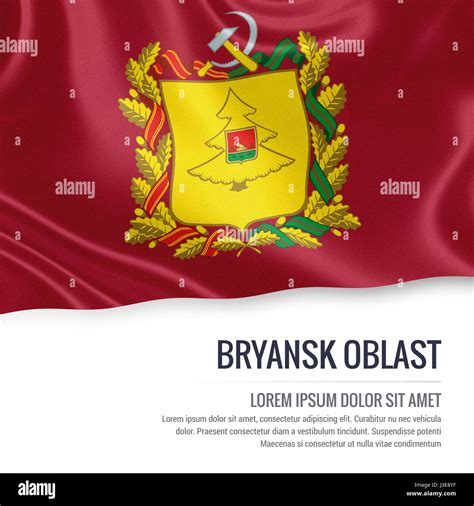 Russian state Bryansk Oblast flag waving on an isolated white background. State name and the ...