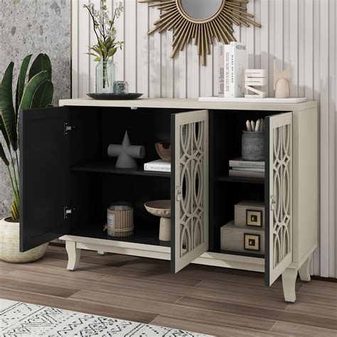 Amazon Lumisol Mirrored Sideboard Storage Cabinet With Doors For