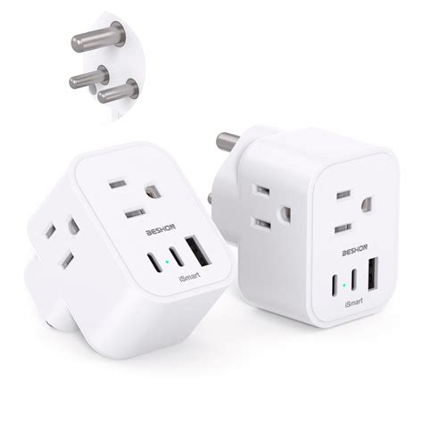 2 Pack South Africa Power Adapter Type M Travel Plug