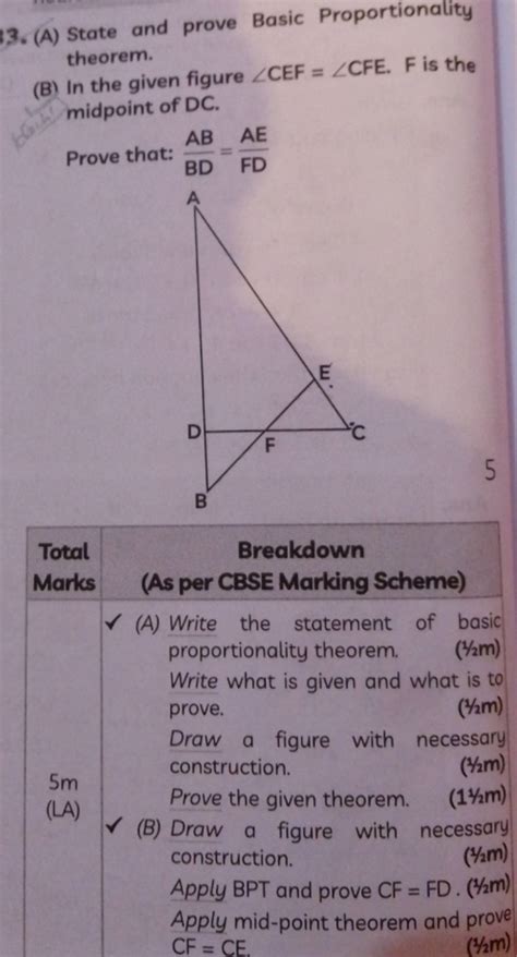 3 A State And Prove Basic Proportionality Theorem B In The Given Fi