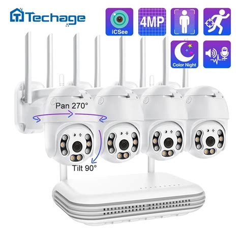 Techage 8CH 3MP PTZ WiFi Camera System Smart AI Human Detection Two Way