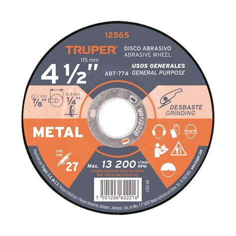 12565 Abt 774 Truper Truper Disco Tipo 27 De 4 12 X 64 Mm Para