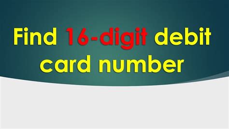 How To Find 16 Digit Debit Card Number YouTube