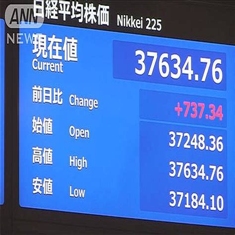 日経平均株価一時3万7600円台 2営業日連続で取引時間中のバブル後最高値更新 2024年2月13日掲載 ライブドアニュース