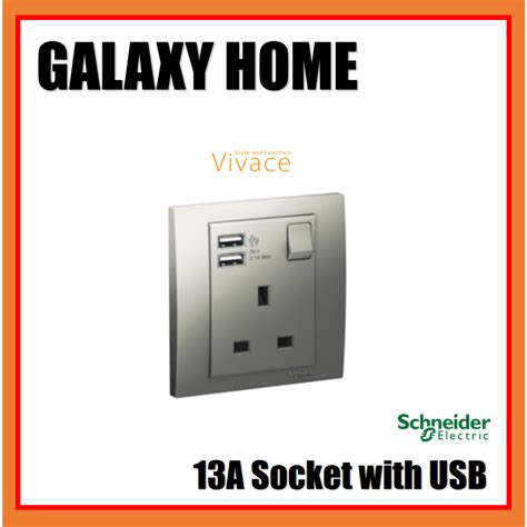 Schneider Vivace Kb15usbas ซ็อกเก็ต 13a พร้อม Usb สีเงิน Shopee Thailand