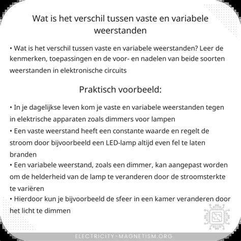 Wat Is Het Verschil Tussen Vaste En Variabele Weerstanden