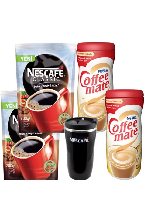 Nescafe Classic Kahve Eko Paket 200 Gr 2 Adet Coffee Mate Kahve Kreması 400 Gr 2 Adet Thermomug