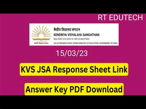 Kvs Junior Secretariat Assistant Jsa Answer Key Response Sheet