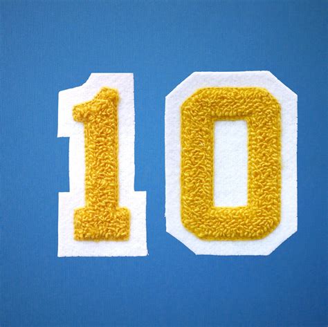 Small Varsity Number Chenille Felt Patch Yellow Gold White Etsy