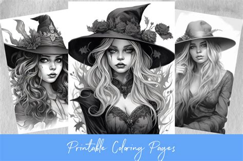 Witch Girl Coloring Pages By North Sea Studio Thehungryjpeg