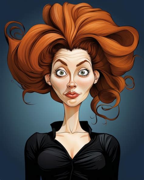 Premium Vector Cartoon Woman With Red Hair And Green Eyes