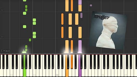 Skillet Monster Synthesia Tutorial Piano Youtube