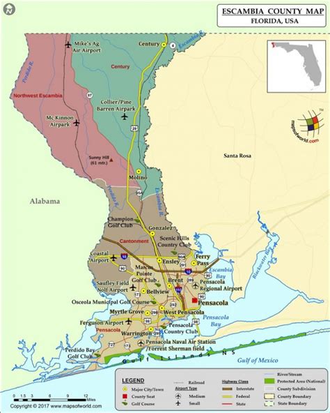 Escambia County Map, Florida - Florida Airparks Map | Printable Maps