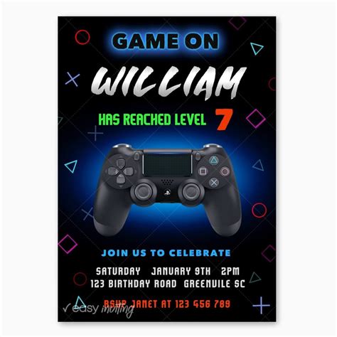 Gamer Birthday Invitation Print Me Pretty Birthday Invitation