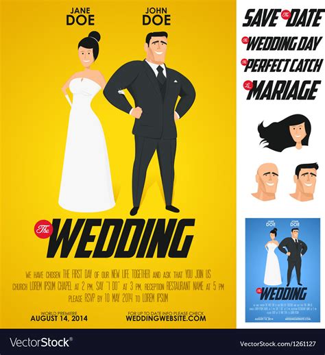 Funny glossy movie poster wedding invitation Vector Image