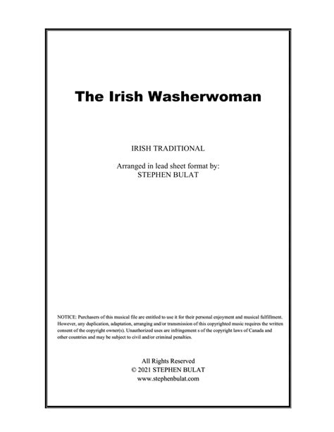 The Irish Washerwoman Lead Sheet Key Of Bb Sheet Music Irish