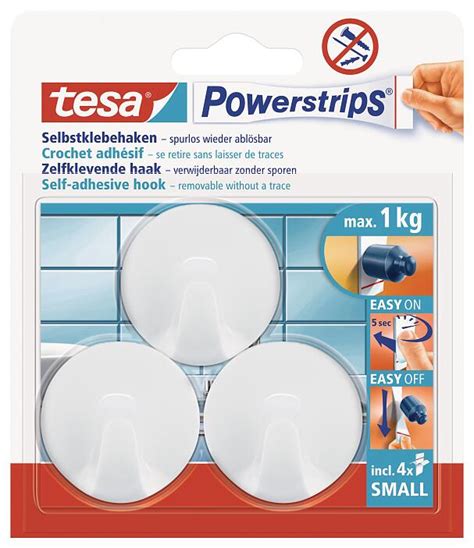 tesa® Powerstrips Self-Adhesive Hooks S, Round - tesa